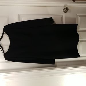 Constance Saunders by Nahndree black scooped back dress with padded shoulders